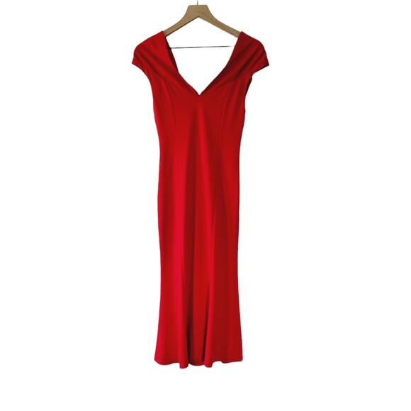 NEW Alice + Olivia Cecilia Red Draped-Shoulder Sleeveless Cocktail Dress - 2 - Picture 4 of 8